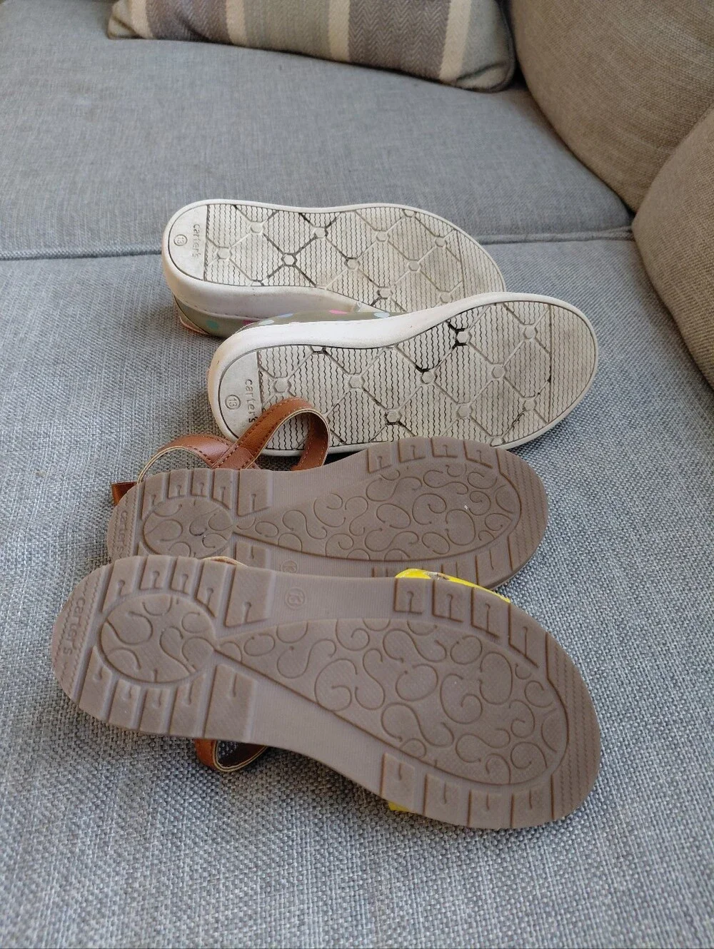 Carter's Girls Pineapple Yellow Sandals & Metallic Polka Dot Sneakers Sz 13